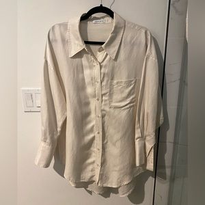 Anine Bing - Linen Blend Mika Shirt in Eggshell - M